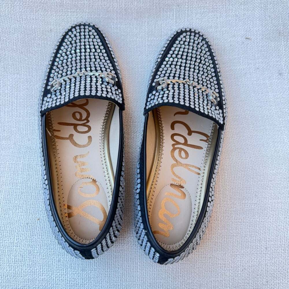 Sam Edelman Loraine Glitz Bit Loafers Black Rhinestone Crystal